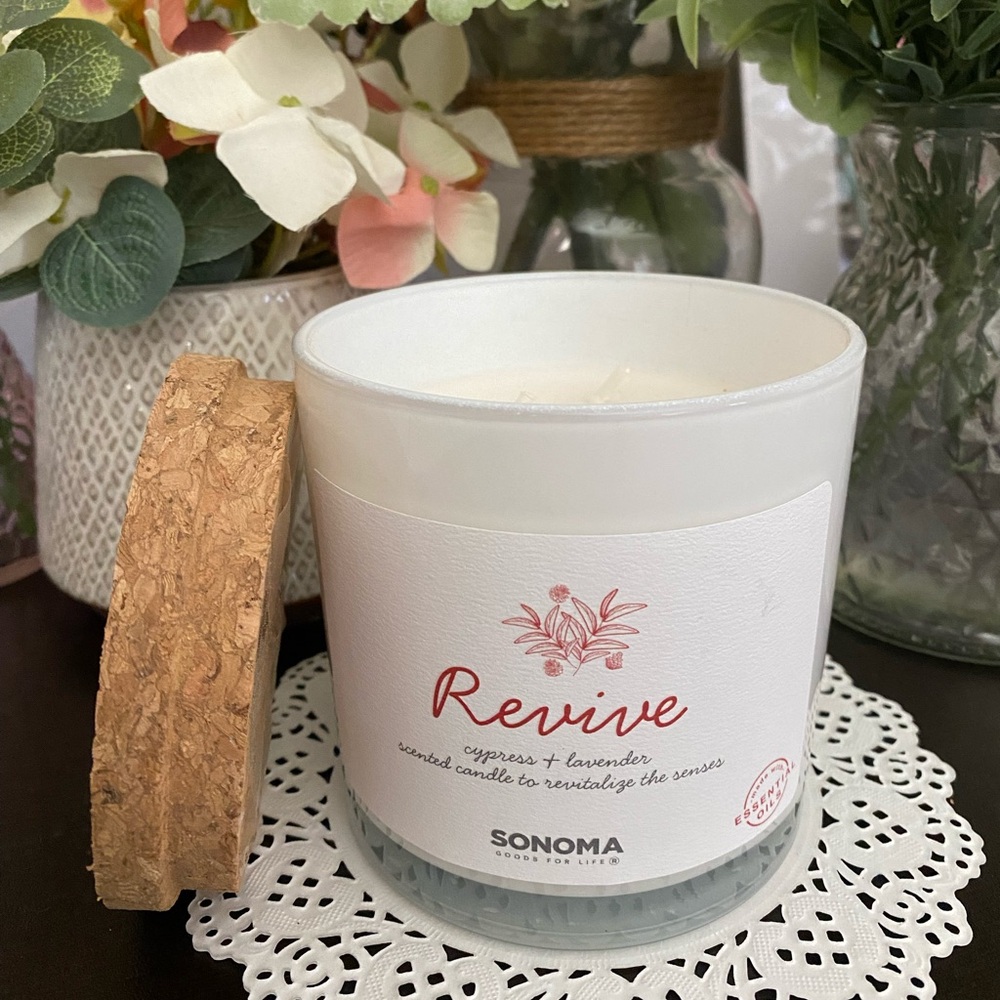 🆕🪻 SONOMA “REVIVE” CYPRESS & LAVENDER 3-WICK SCENTED CANDLE. 13 oz. BRAND NEW. - Picture 8 of 9
